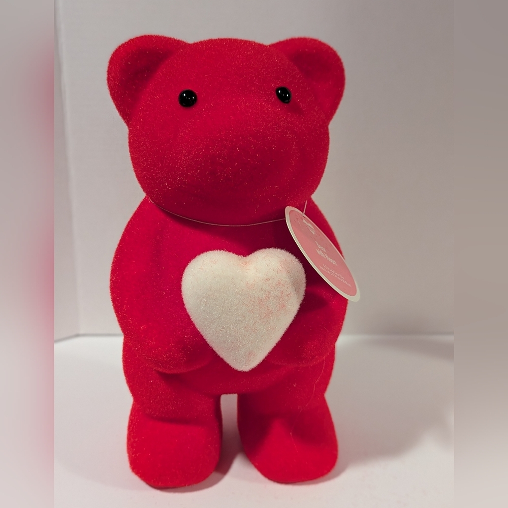 Valentines Day Bear Flocked Velvet Holding Heart  Teddy Bears Valentine Gift